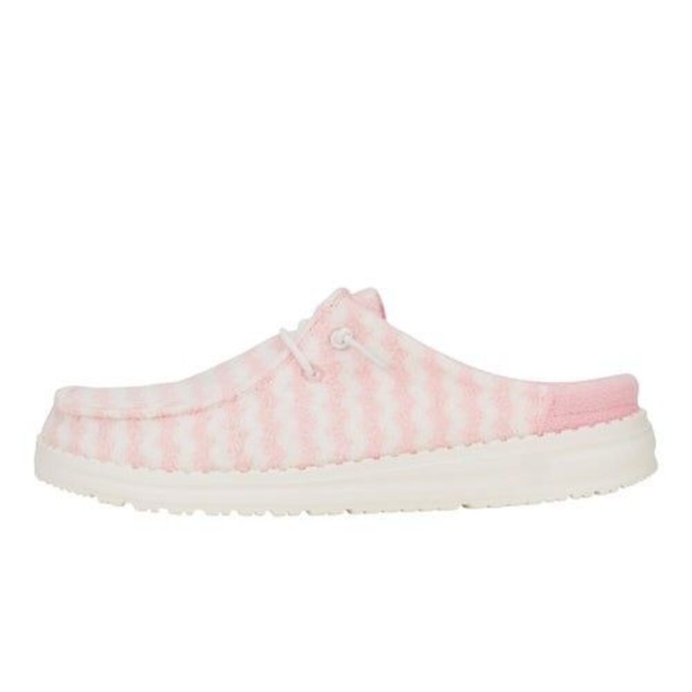 Hey Dude Women’s Wendy Slip Terry Stripe Pink White Size 11 Casual Comfort - Picture 2 of 7